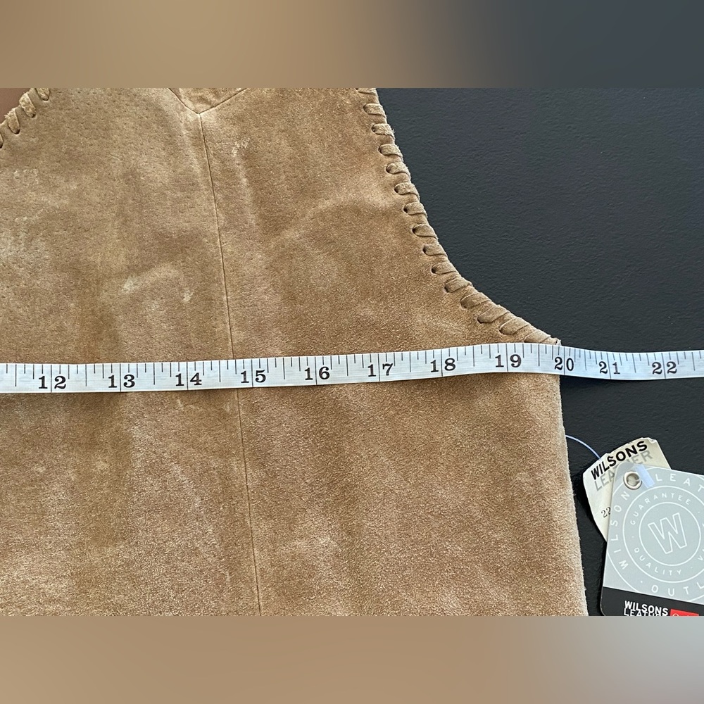 Womens Native American Wilson Leather Suede Fringe Vest Tan Outfit XL 14 - Picture 8 of 16